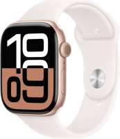Apple Умные часы Watch Series 10 46mm Aluminum Case Rose Gold с бежевым Sport ремешком M/L (без SIM)