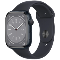 Apple Умные часы Watch Series 8, 45 мм, S/M, Sport band, Midnight Aluminium