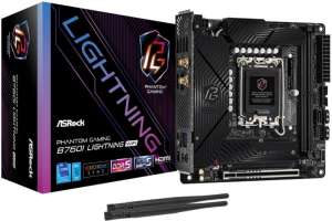 ASRock Материнская плата mini-ITX B760I LIGHTNING WIFI (LGA1700, B760, 2*DDR5 (4400), 3*SATA 6G RAID, PCIe, M.2, WiFi, BT, 5*USB 3.2, USB Type-C, HDMI