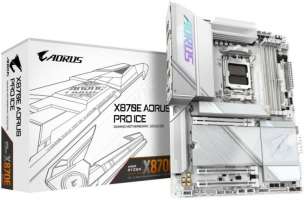 GIGABYTE Материнская плата ATX X870E AORUS PRO ICE (AM5, AMD X870, 4*DDR5(8000), 4*SATA 6G RAID, 4*M.2, 3*PCI-E, 7.1CH, 7*USB 3.2, 2*USB 2.0, 2*USB 3
