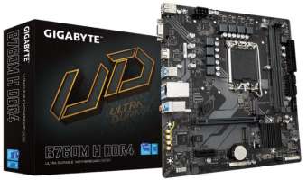 GIGABYTE Материнская плата mATX B760M H DDR4||oem (LGA1700, B760, 2*DDR4(3200), 4*SATA 6G RAID, 2*PCIe, 2*M.2, 4*USB 3.2, 2*USB 2.0, HDMI, D-Sub) OEM