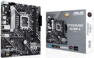 Материнская плата mATX ASUS PRIME H610M-A-CSM (LGA1700, H610, 2*DDR5 (5600), 4*SATA 6G, 2*M.2, 2*PCIE, Glan, HDMI, VGA, DP, 2*USB 3.2, 4*USB 2.0)