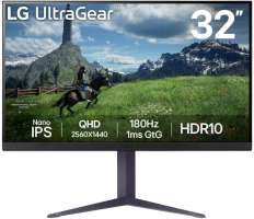 Монитор 31,5" LG UltraGear 32GS85Q-B 2560x1440, 350cd, 178гр/178гр, IPS LED, 16:9, 180Hz, HDMI, FreeSync, DP, USB, HAS