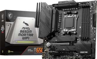 MSI Материнская плата mATX MAG B650M MORTAR WIFI (AM5, AMD B650, 4*DDR5(4800), 6*SATA 6G RAID, 2*M.2, 3*PCIe, WiFi, BT, 7*USB 3.2, USB Type-C, HDMI, D