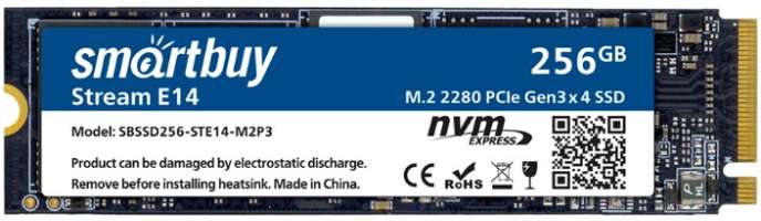 Накопитель SSD M.2 2280 SmartBuy SBSSD256-STE14-M2P3 Stream E14 256GB NVMe PCIe3