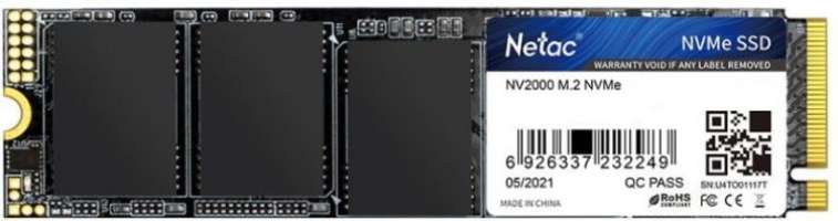 Накопитель SSD M.2 2280 Netac NT01NV2000-512-E4X NV2000 512GB PCIe Gen3*4 NVMe 3D TLC 2500/2100MB/s MTBF 2M