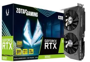 PCI-E Zotac GeForce RTX 3050 ECO (ZT-A30500K-10M) 8GB GDDR6 128bit 8nm 1552/14000MHz 3xDP HDMI