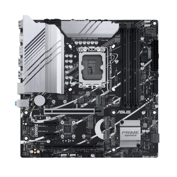 Материнская плата mATX ASUS PRIME Z790M-PLUS D4 (LGA1700, Z790, 4*DDR4 (5333), 4*SATA 6G RAID, 3*M.2, 4*PCIE, Glan, HDMI, DP, USB Type-C, 5*USB 3.2, 2